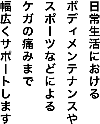 仙台市の整体【ごとう整骨院】は、日常生活におけるボディメンテナンスや、スポーツなどによるケガの痛みまで幅広くサポートします